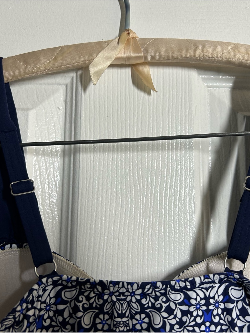 Lands’ End Swim Dress Sz 8 One Piece Swimsuit Blue White Floral Tummy Control - Picture 11 of 11